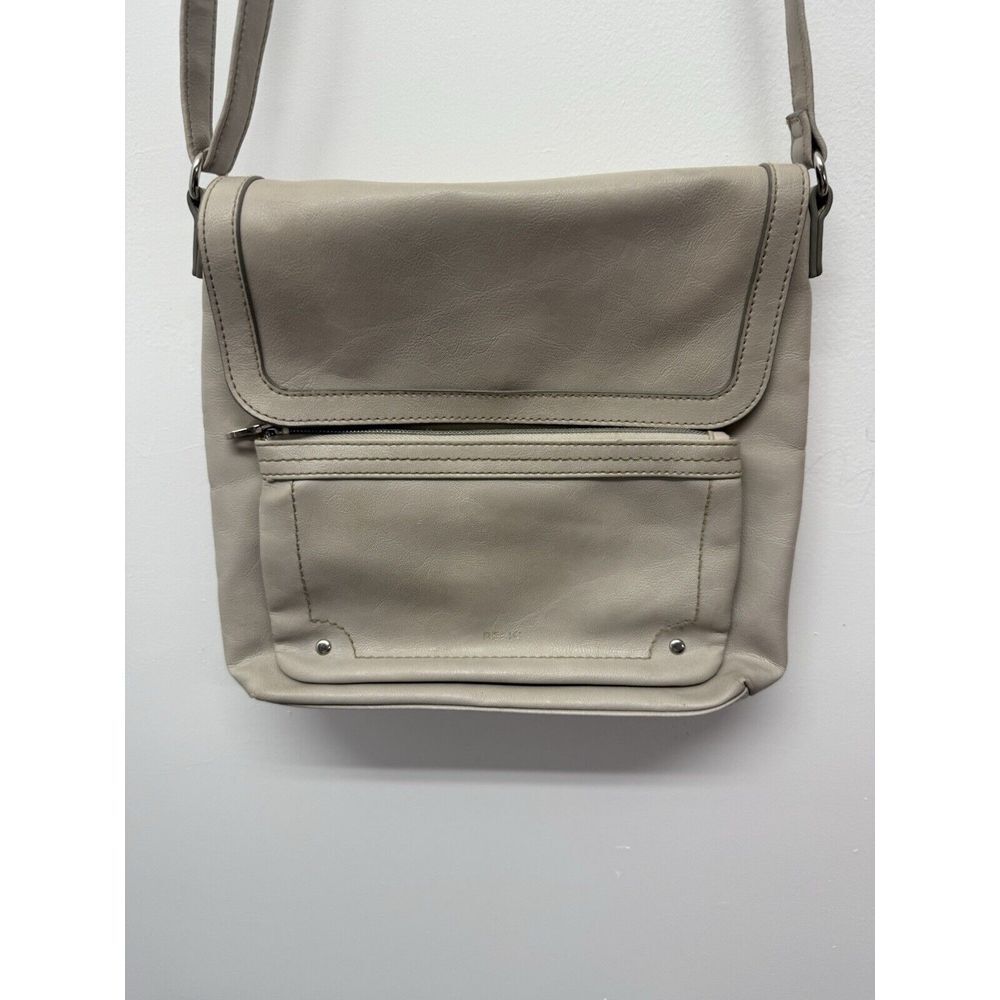 Relic by Fossil Light Gray Crossbody Purse - Vegan Leather, Silver Zippers,‎ #33